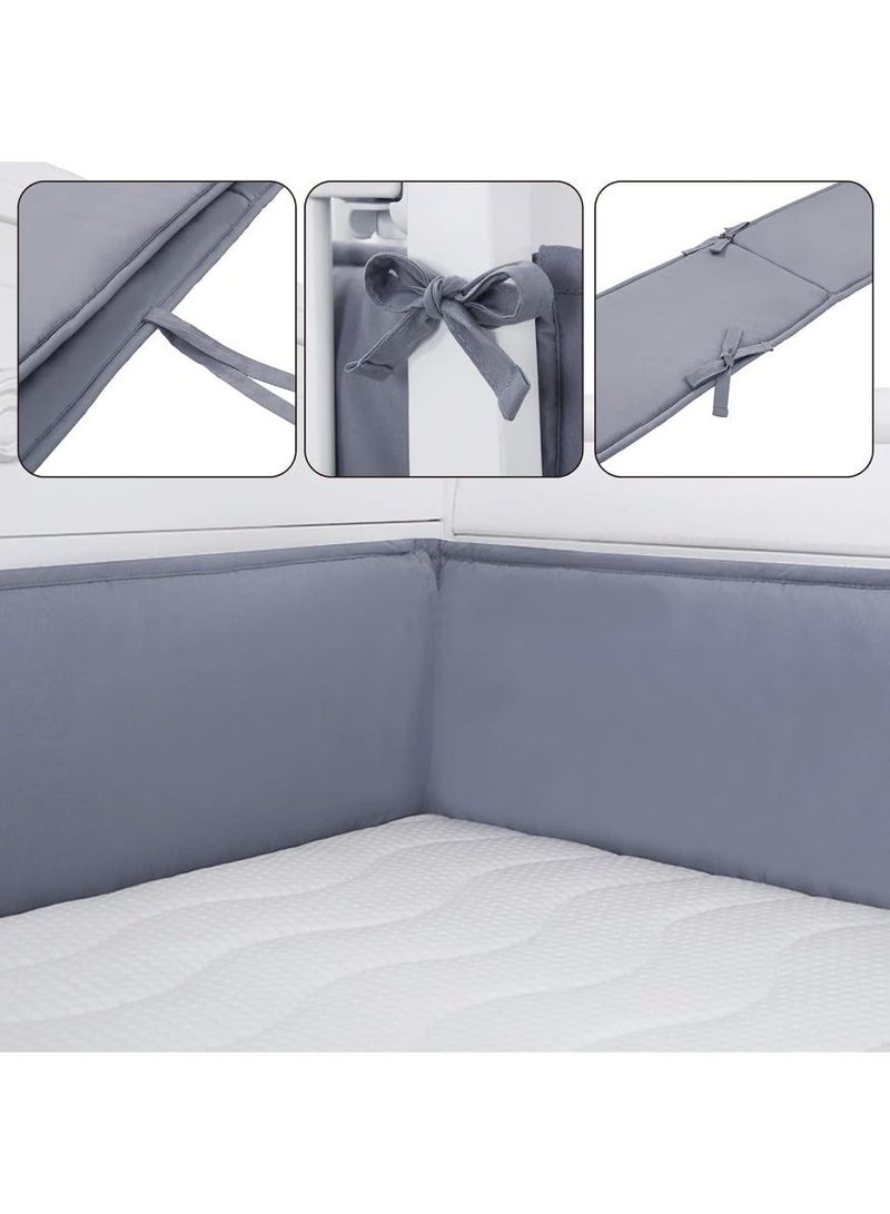 Bebiland 4 Piece Baby crib protection pad, Breathable Mesh Liner, Cot Bed Surround with Four Side Upholstery and Raised Bumper, Baby Bedding - Image 4