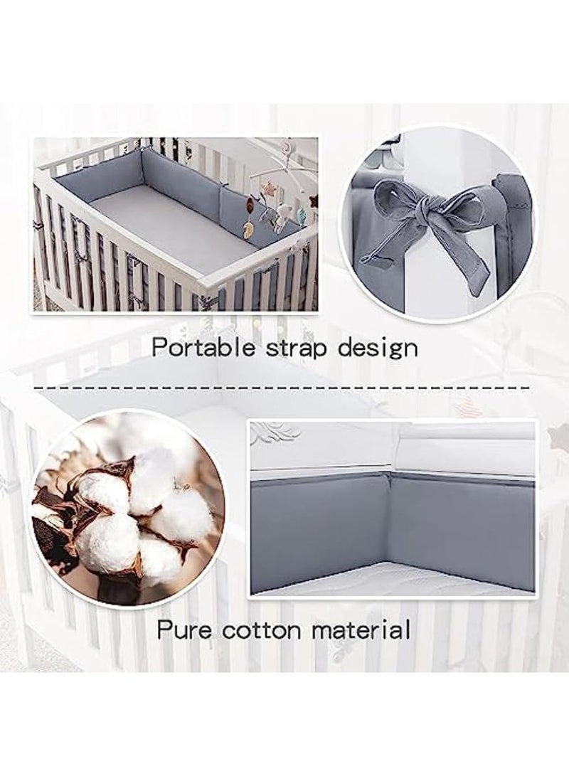 Bebiland 4 Piece Baby crib protection pad, Breathable Mesh Liner, Cot Bed Surround with Four Side Upholstery and Raised Bumper, Baby Bedding - Image 5