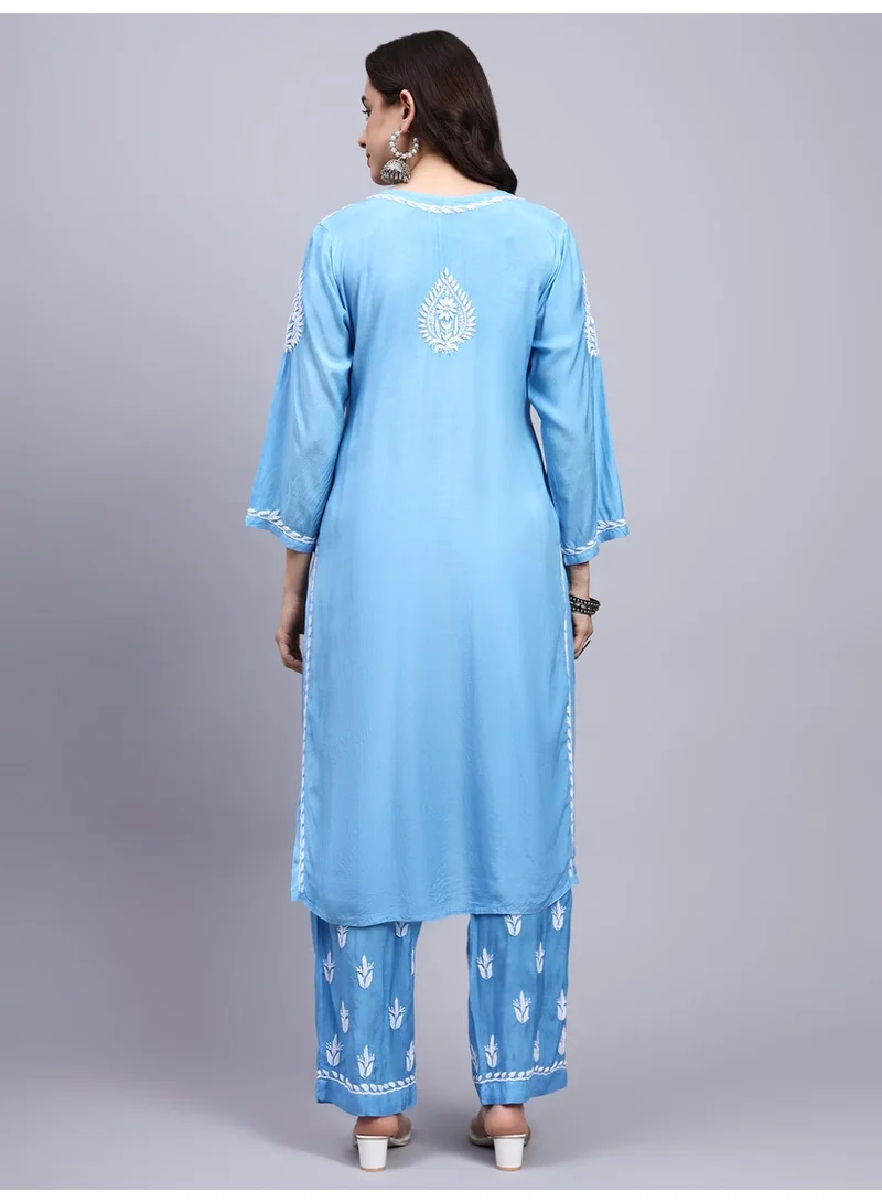 Alaya Women Hand Embroidered Chikankari Muslin Kurta Set-AL4114KS