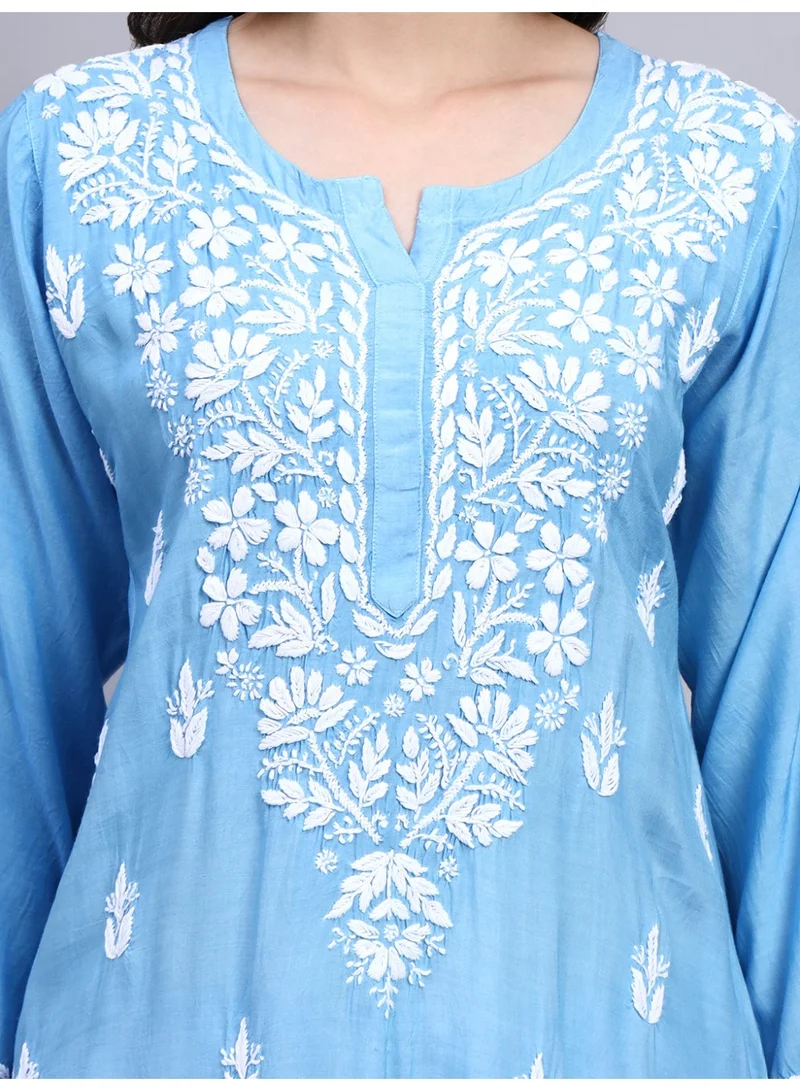 Alaya Denim Women Hand Embroidered Chikankari Muslin Kurta Set-AL4114KS for Women | Best Price UAE