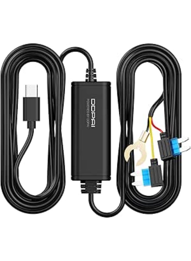 DDPAI Dash Camera Hardwire kit Compatible with Z50 Pro,Z60 and Z60 Pro,N5 DUAL 2026Hardwire Kit for 24H Parking Monitoring,10Ft Type-C USB cable,12V/2A to 5V/3A