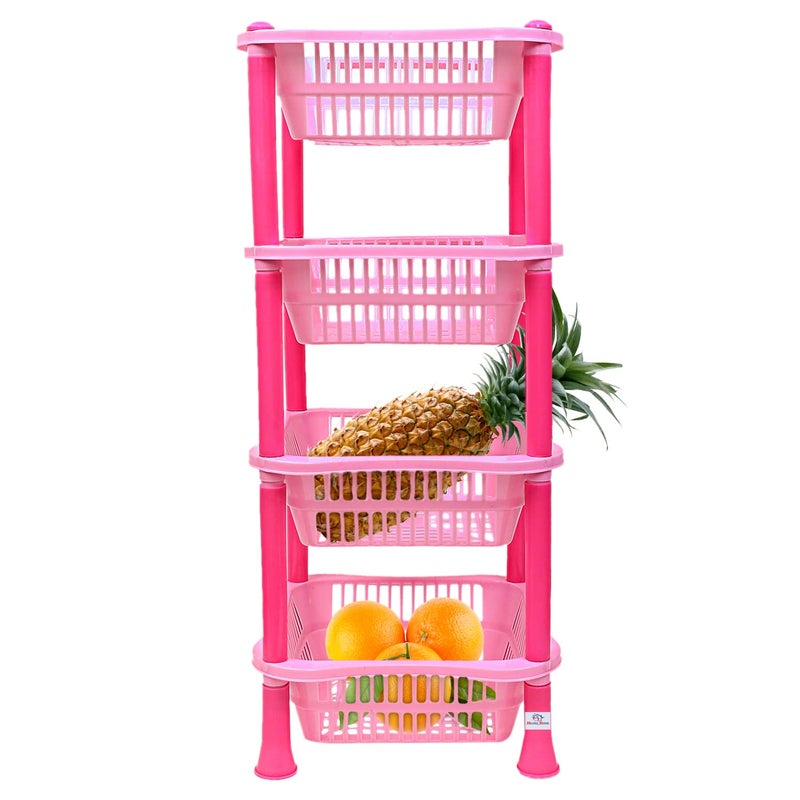 Kuber Industries Kuber Industries Plastic 4-Tier Multi-Purpose Square Storage Basket, Organizer, Shelf Rack (Pink)  - Image 4