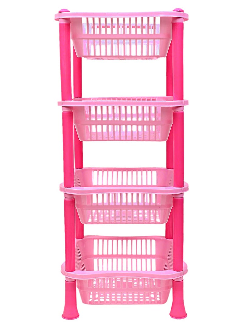Kuber Industries Kuber Industries Plastic 4-Tier Multi-Purpose Square Storage Basket, Organizer, Shelf Rack (Pink)  - Image 2