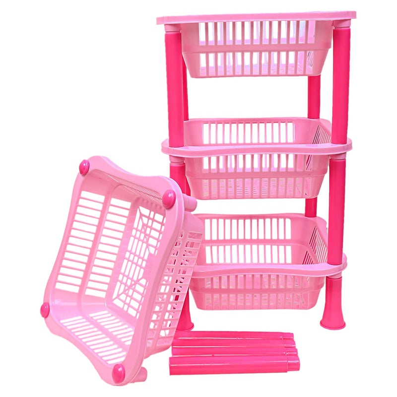 Kuber Industries Kuber Industries Plastic 4-Tier Multi-Purpose Square Storage Basket, Organizer, Shelf Rack (Pink)  - Image 3