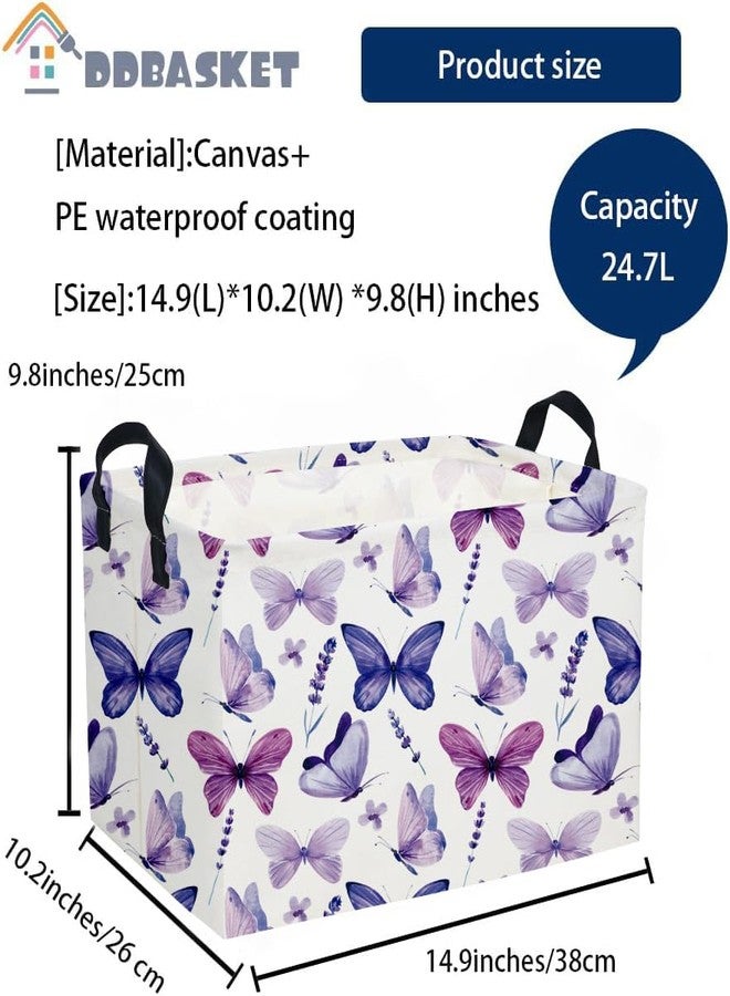 DDBASKET Rectangular Butterfly Baskets Girls Basket Kids Storage Bins Girls Storage Bin Organizer Box Room Decor for Home(Purple Butterfly) - Image 4