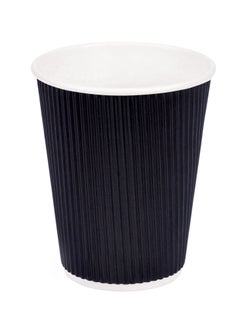 [50 Cups] Ripple Cups Black 12Oz With Lid for Hot Beverages Tea Coffee & Chocolate Drinks for Office Party Home & Travel