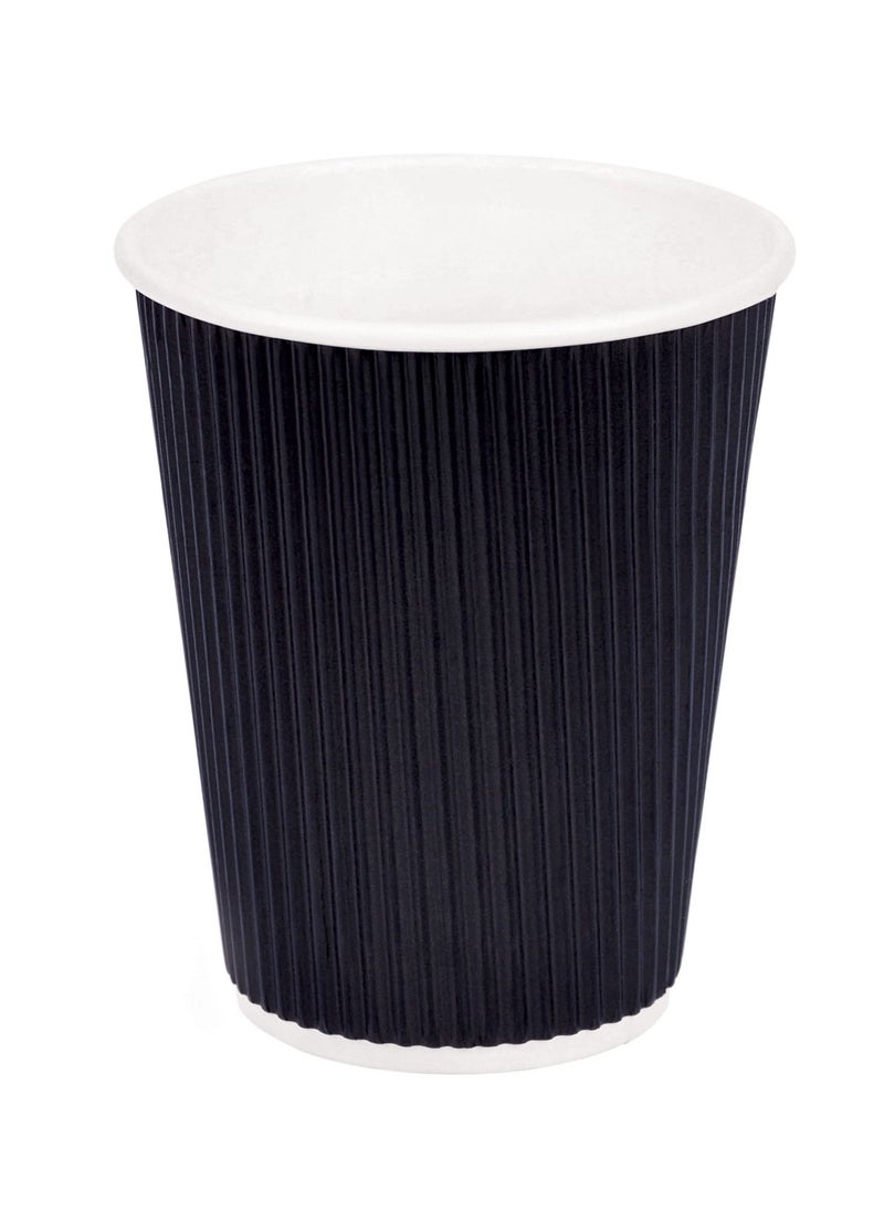 Khaleej Pack - [50 Cups] Ripple Cups Black 12Oz With Lid for Hot Beverages Tea Coffee & Chocolate Drinks for Office Party Home & Travel - Image 1