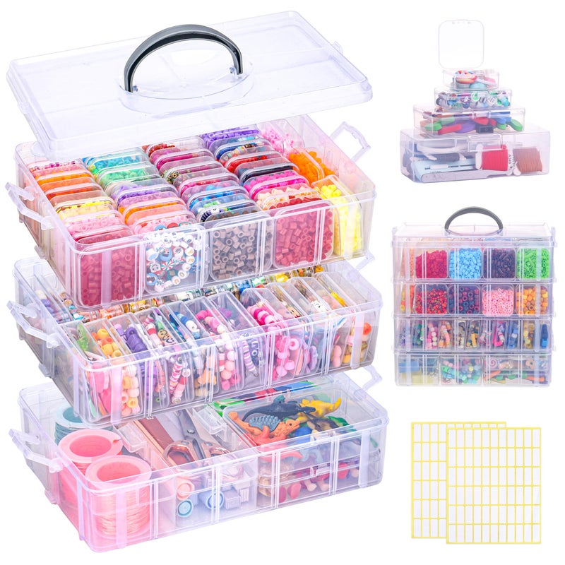 SGHUO Bead Organizer Box 84 pcs Small Organizers 4Tier Stackable Storage Container Box for Art Craft Storage Washi Tape Kids Toys Jewelry Beauty Sewing Supplies - Image 2