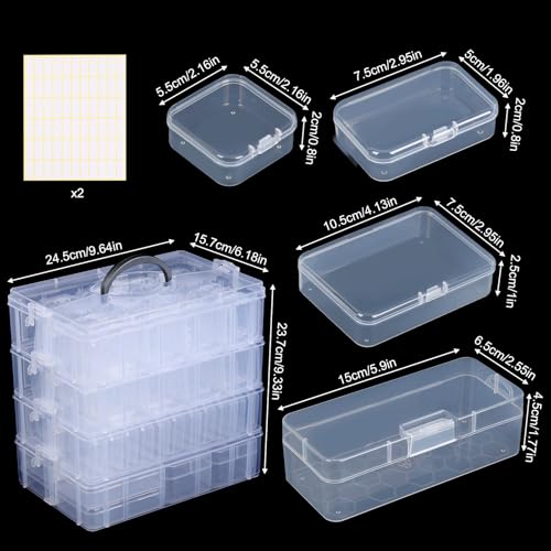 SGHUO Bead Organizer Box 84 pcs Small Organizers 4Tier Stackable Storage Container Box for Art Craft Storage Washi Tape Kids Toys Jewelry Beauty Sewing Supplies - Image 3