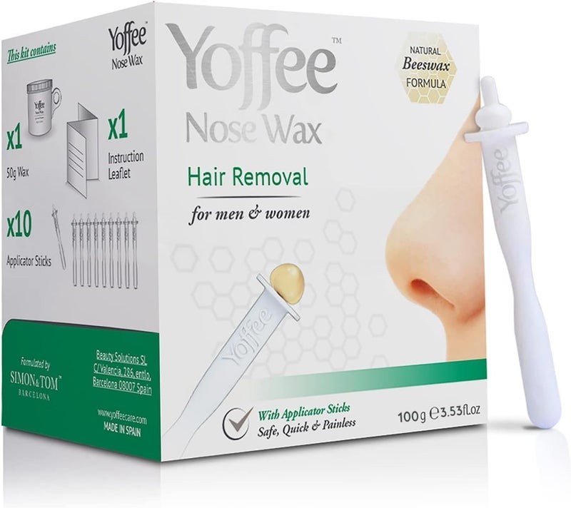 Yoffee Nose Wax Kit for Men and Women Natural Beeswax Aloe Vera Easy Nasal Hair Removal 10 Reusable Applicators Quick Painless Nostril Waxing for Nose Hair - Image 1