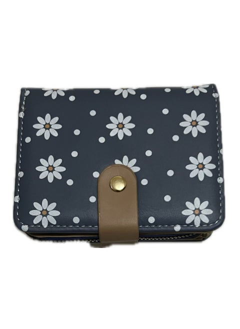 Leather Zip Around Wallet For Women, Blue