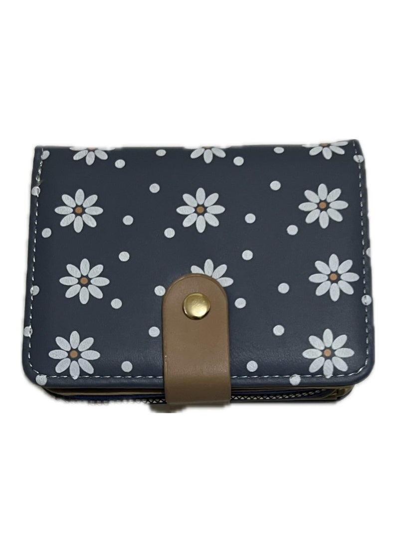 Leather Zip Around Wallet For Women, Blue
