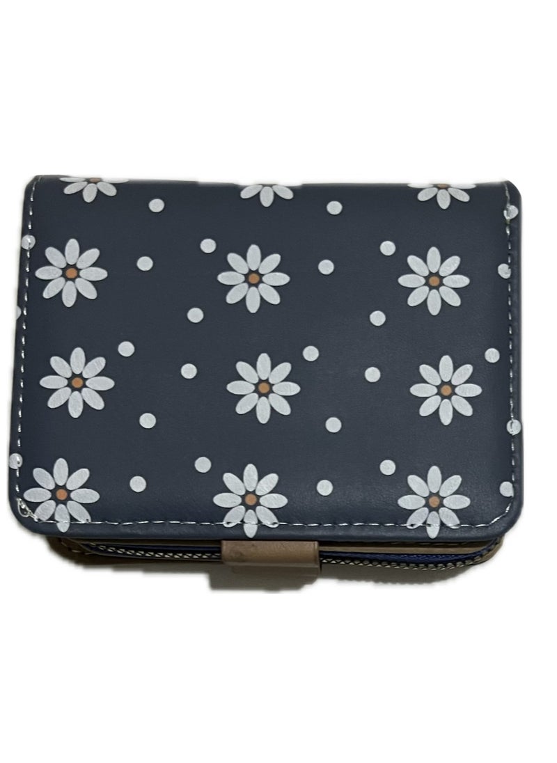 Leather Zip Around Wallet For Women, Blue