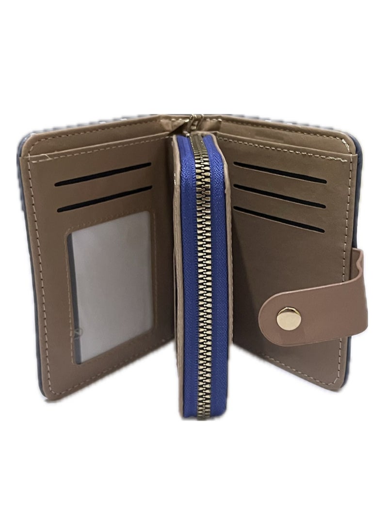 Leather Zip Around Wallet For Women, Blue