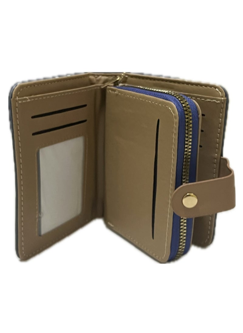 Leather Zip Around Wallet For Women, Blue