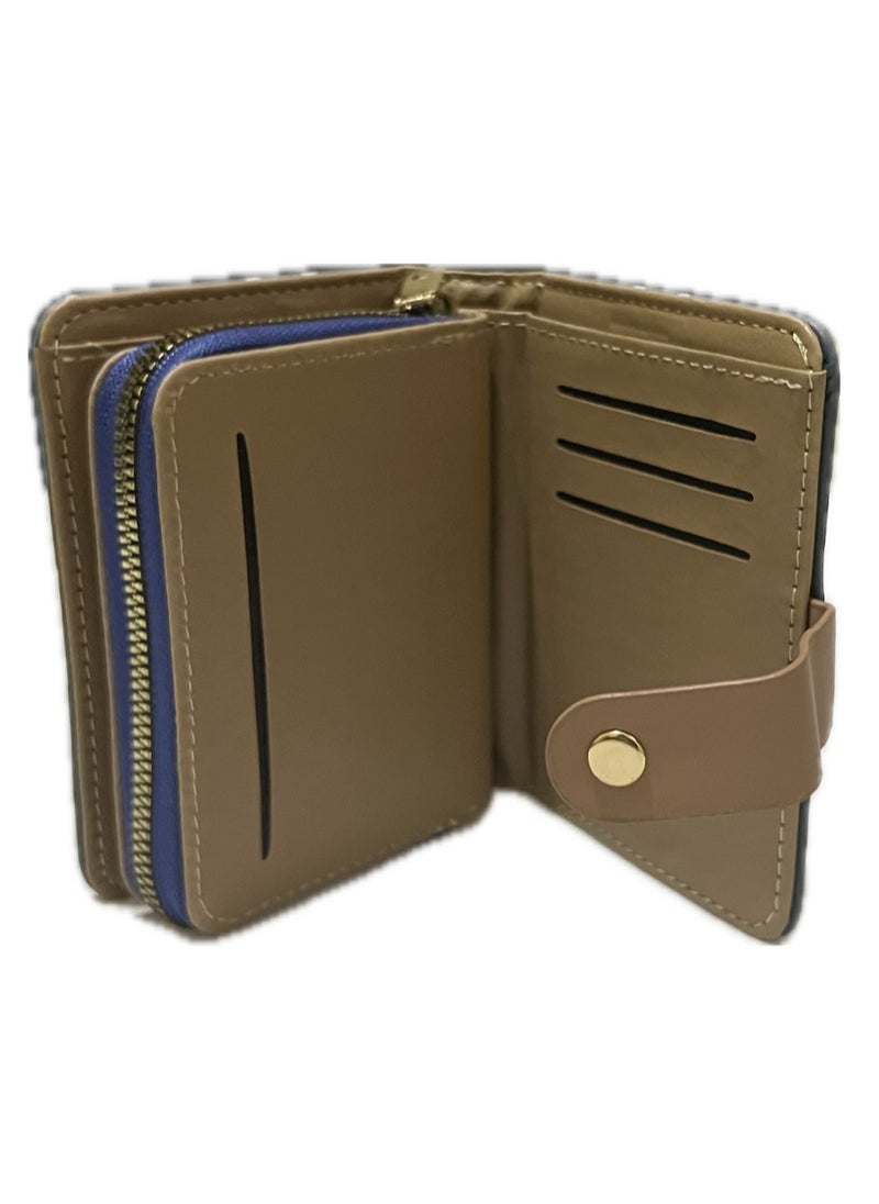 Leather Zip Around Wallet For Women, Blue