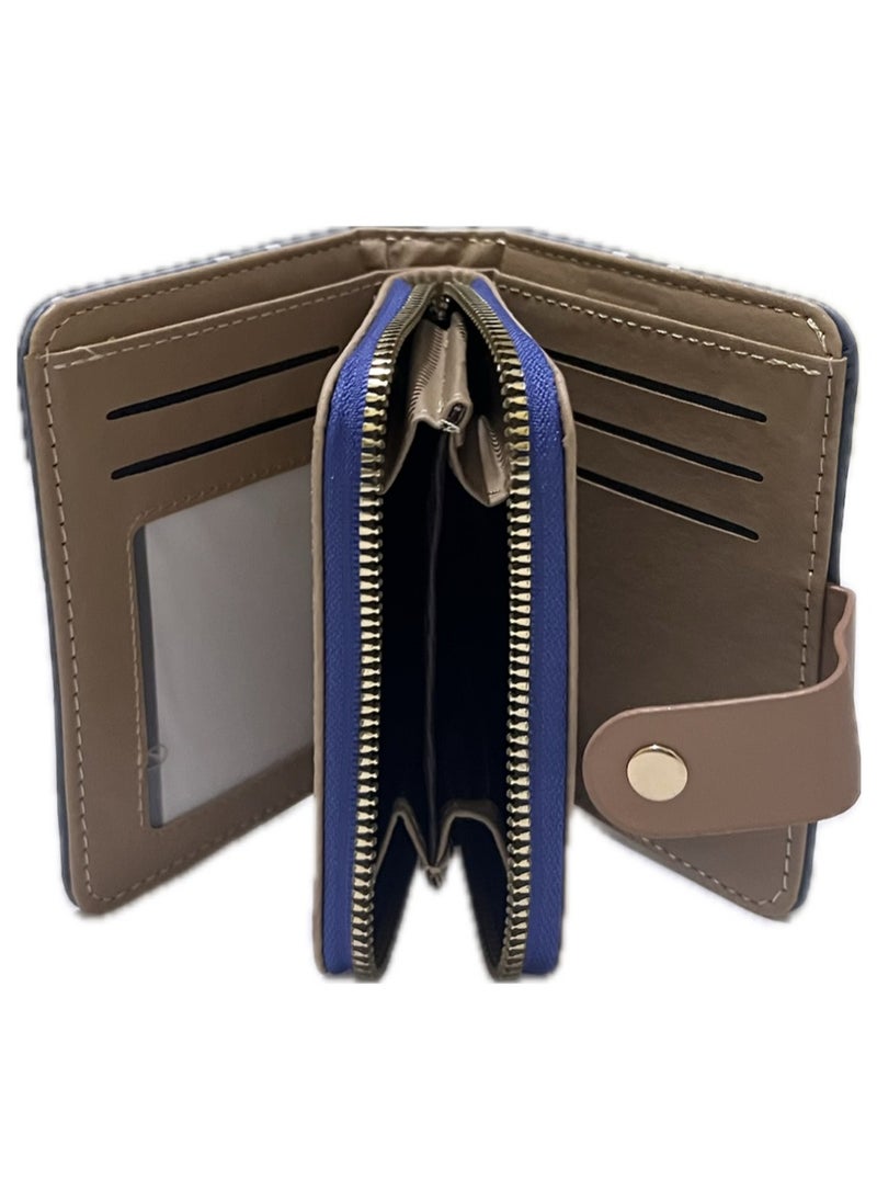Leather Zip Around Wallet For Women, Blue