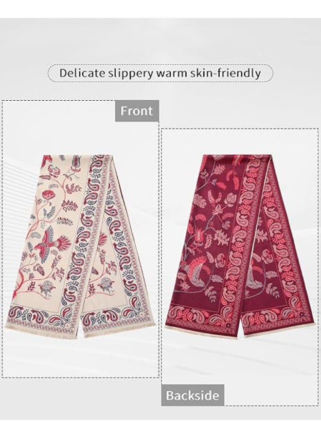 كوفوز شال النساء الكشمير وشال الحرير الناعم بونكوش زهرة الكاجو الشتاء دافئ وشال كبير للنساء شالات و ملفوفات للفساتين المسائية ، حجم واحد - Image 2