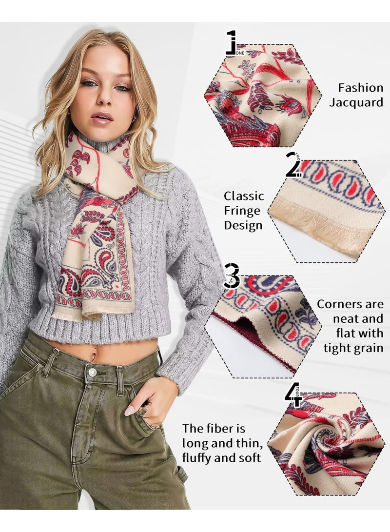 كوفوز شال النساء الكشمير وشال الحرير الناعم بونكوش زهرة الكاجو الشتاء دافئ وشال كبير للنساء شالات و ملفوفات للفساتين المسائية ، حجم واحد - Image 3