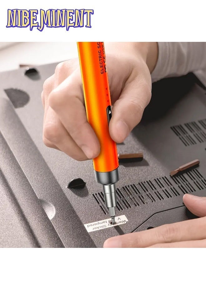 NIBEMINENT 46 in 1 Mini Electric Screwdriver Set with 38 Magnetic Precision Bits, USB Powered Rechargeable Lithium Battery, Portable Tool Kit for Home Use, Precision Repair Tool Kit for Phone, Laptop, Camera, Watch, Computer（Orange） - Image 5
