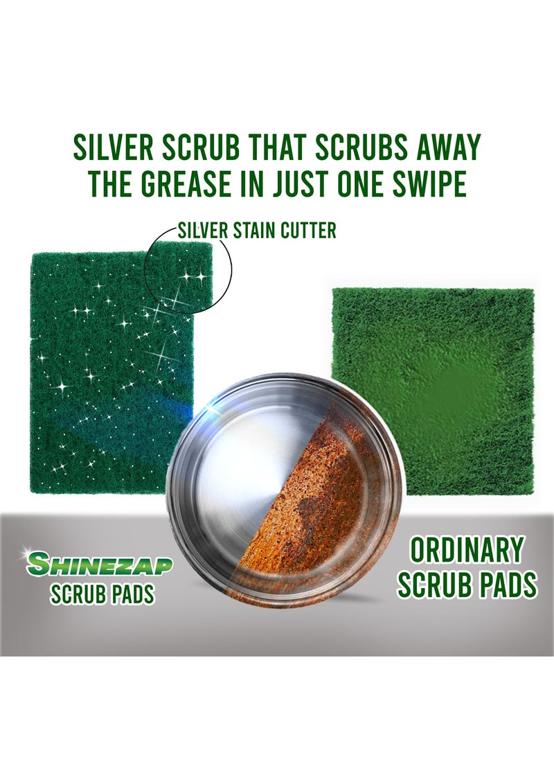 Chakaa chak Shinezap Silver Scrub pad Pack of 3 for Dishwashing Ideal for Fast Clean Long Life and Tough Oily Deep Stain Removal Made with Enhanced Grip Durable  - Image 4