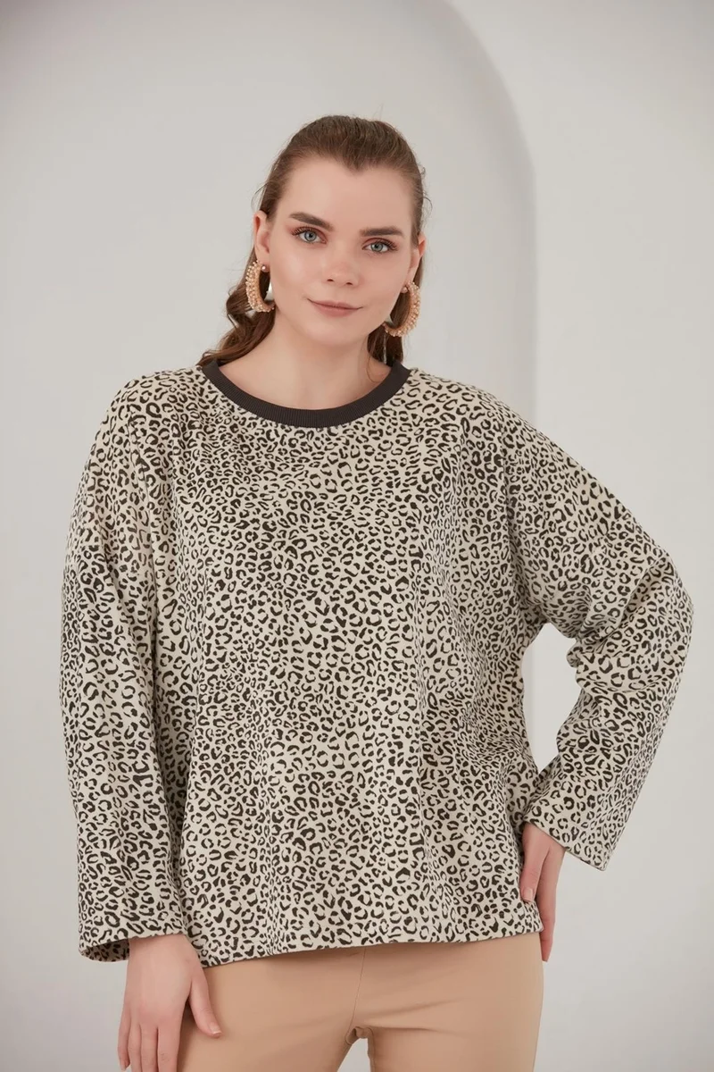 Alexander Gardi Alexandergardi Basic Leopard Print Fleece Sweatshirt (B22-383A)