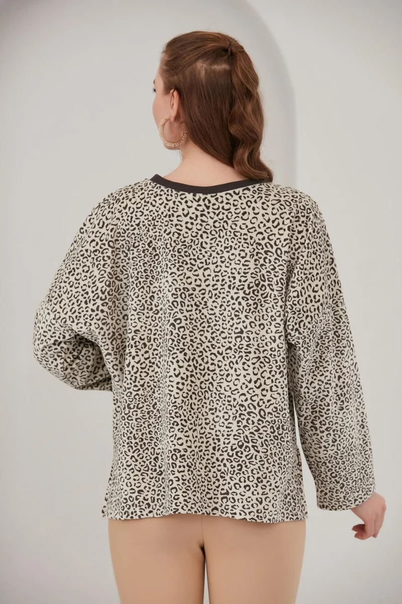 Alexander Gardi Alexandergardi Basic Leopard Print Fleece Sweatshirt (B22-383A)