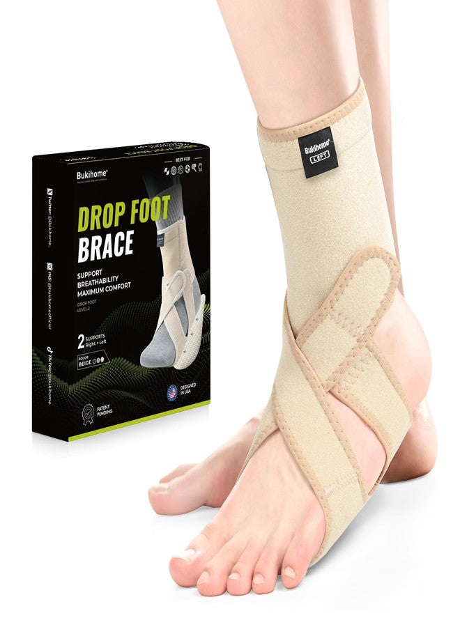Bukihome Adjustable AFO Foot Drop Brace - Foot Support for Walking with Shoes, Socks, or Barefoot - Relieves Foot Drop, Plantar Fasciitis, Stroke & MS Recovery - Unisex（Beige, Include Left and Right） - Image 1