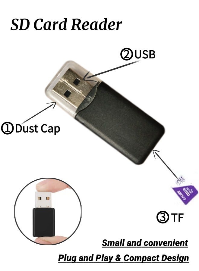 Cell Phone SD Card Reader, TF Card Adapter, Portable USB Card Reader, Mini High Speed Transfer Card (Black, 2.0)  - Image 1