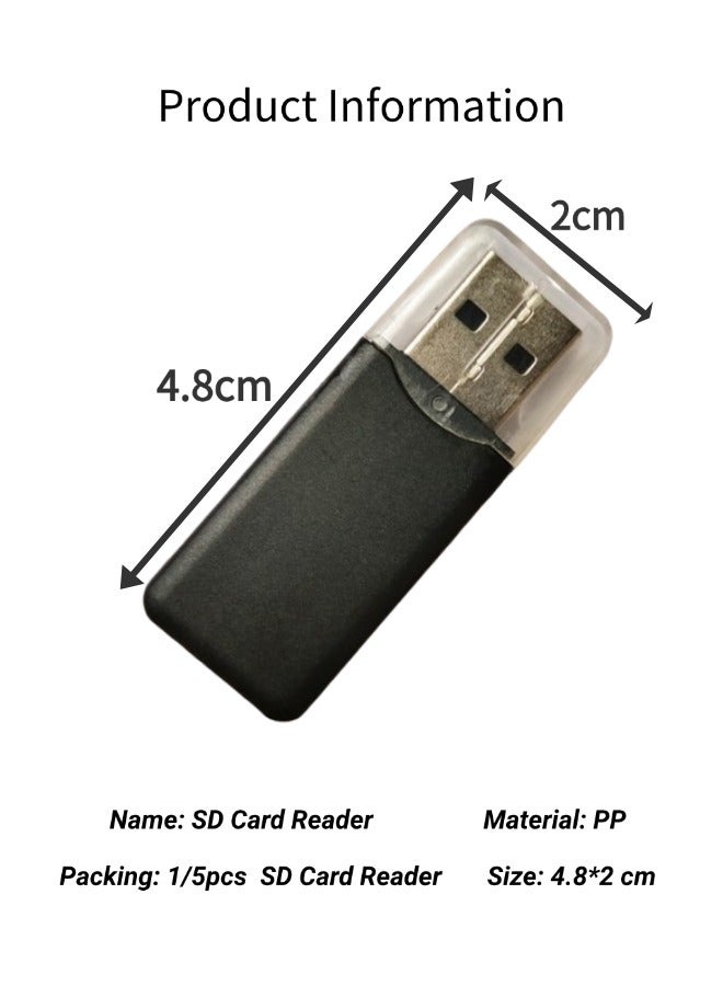 Cell Phone SD Card Reader, TF Card Adapter, Portable USB Card Reader, Mini High Speed Transfer Card (Black, 2.0)  - Image 2
