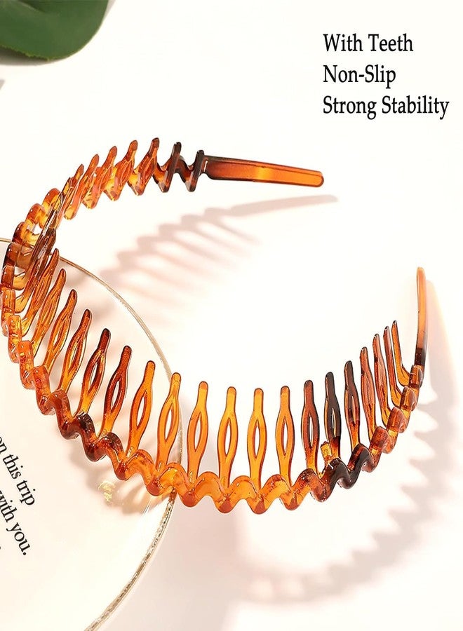 LAPOHI 8 PCS Non Slip Fashion Plastic Headbands with Teeth Skinny Hair Band Combs Hair Hoop Hair Accessory for Women Men Hair Decorations - Image 2