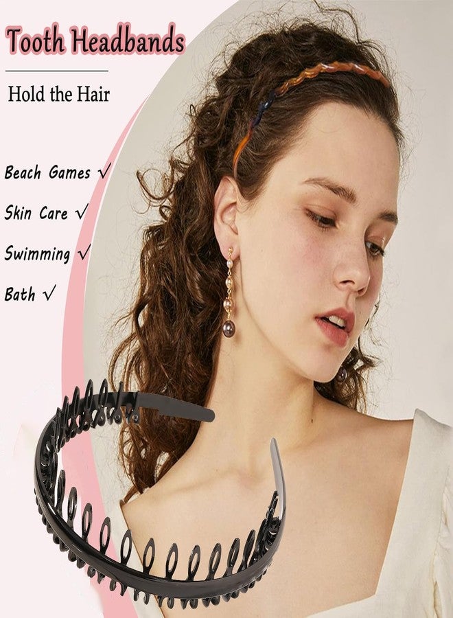 LAPOHI 8 PCS Non Slip Fashion Plastic Headbands with Teeth Skinny Hair Band Combs Hair Hoop Hair Accessory for Women Men Hair Decorations - Image 3