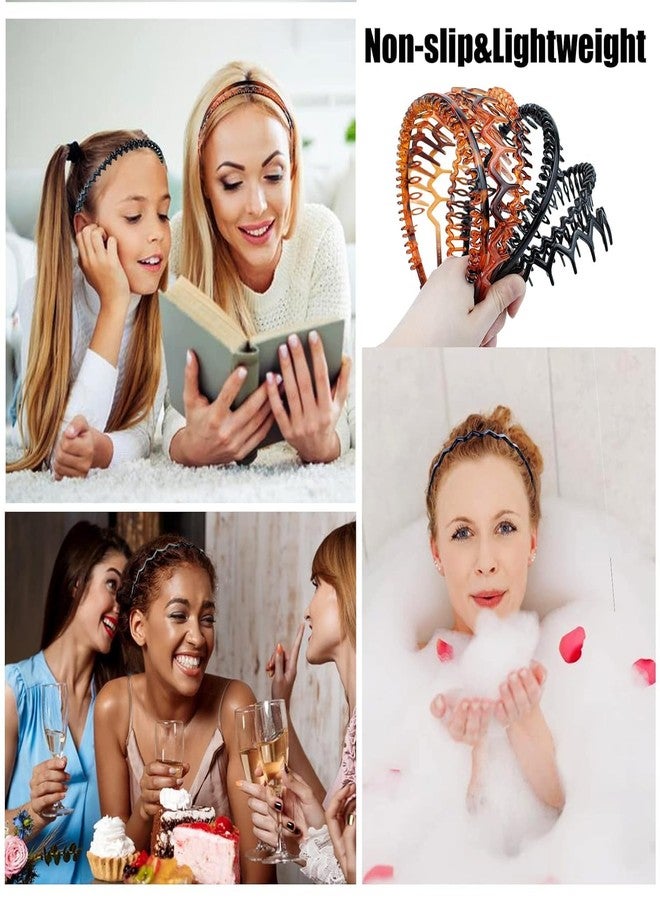 LAPOHI 8 PCS Non Slip Fashion Plastic Headbands with Teeth Skinny Hair Band Combs Hair Hoop Hair Accessory for Women Men Hair Decorations - Image 4