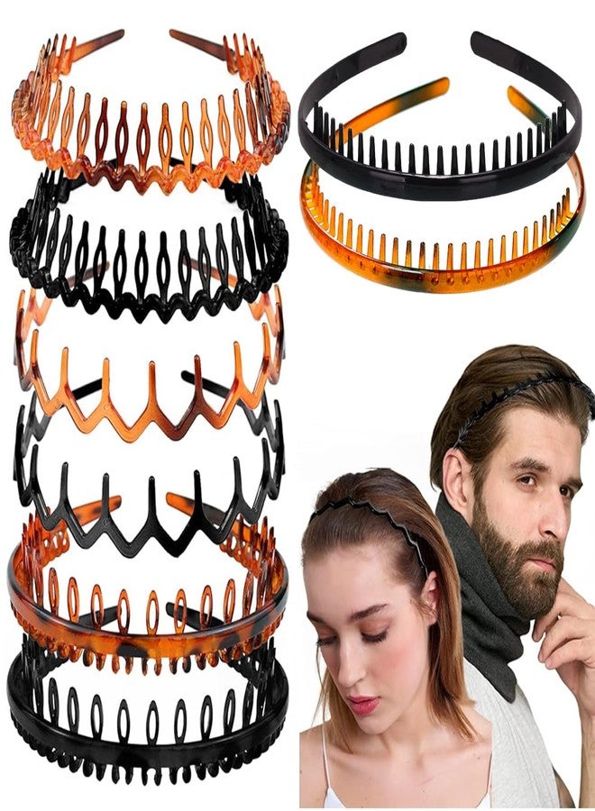 LAPOHI 8 PCS Non Slip Fashion Plastic Headbands with Teeth Skinny Hair Band Combs Hair Hoop Hair Accessory for Women Men Hair Decorations - Image 1