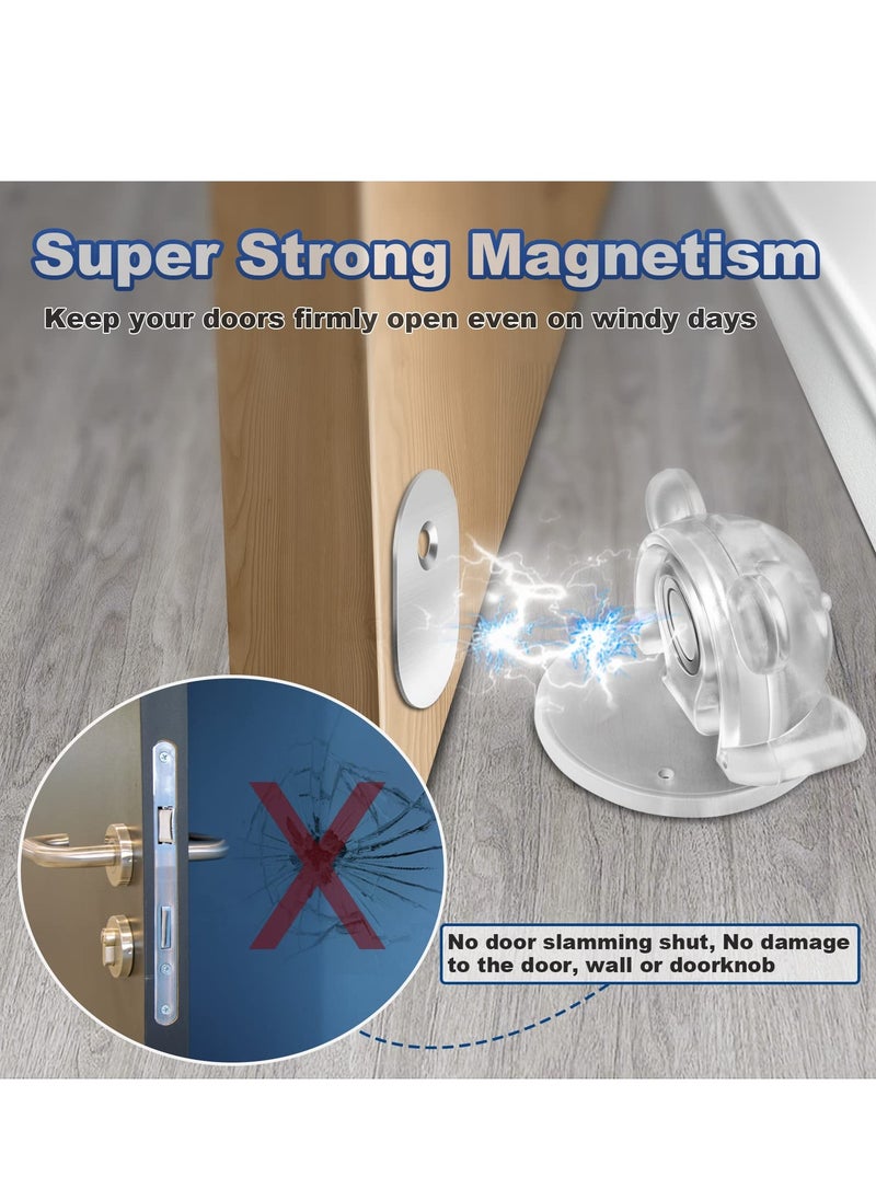 SYOSI Magnetic Door Stopper, Invisible Clear Bear Magentic Floor Door Stop, Keep Door Open, Silent Anti-Collision Stopper, No Drilling for Home Office Bedroom Door Stop (2 Pack)  - Image 4