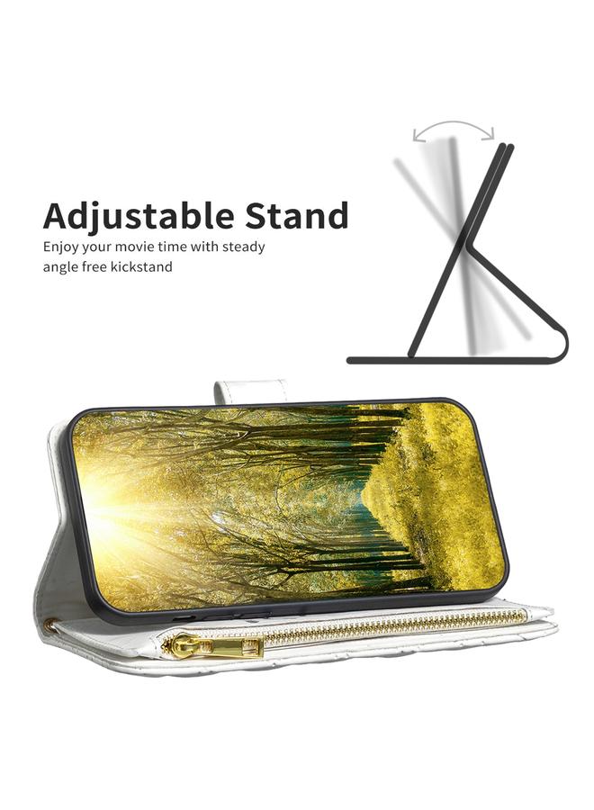 Green Tiger Case For Honor X7b Diamond Lattice Zipper Wallet Leather Flip Phone Case - Image 5