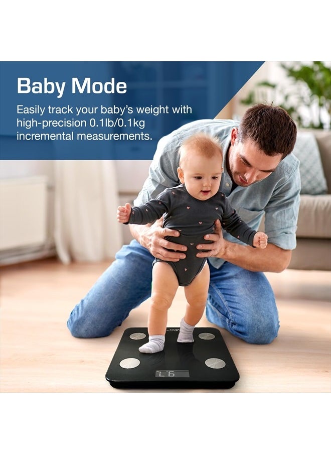 ACTIVE ERA - Digital Bathroom Bluetooth Scales Weight and Body Fat - Fit Track Scale Calculates BMI, Body Fat Percentage, Muscle Mass - Apple Health, Google Fit & Fitbit Compatibility (Black) - Image 1