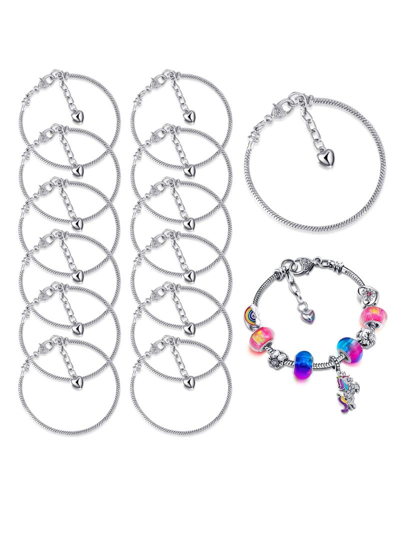 Excefore Adjustable Snake Charm Bracelet, for Jewelry Making Snake Chain, Bendable Chain Extender with Heart Lobster Clasp, for DIY, Valentine's, Women Girls Jewelry (Silver) - Image 1