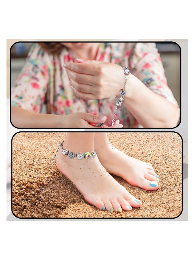 Excefore Adjustable Snake Charm Bracelet, for Jewelry Making Snake Chain, Bendable Chain Extender with Heart Lobster Clasp, for DIY, Valentine's, Women Girls Jewelry (Silver) - Image 5