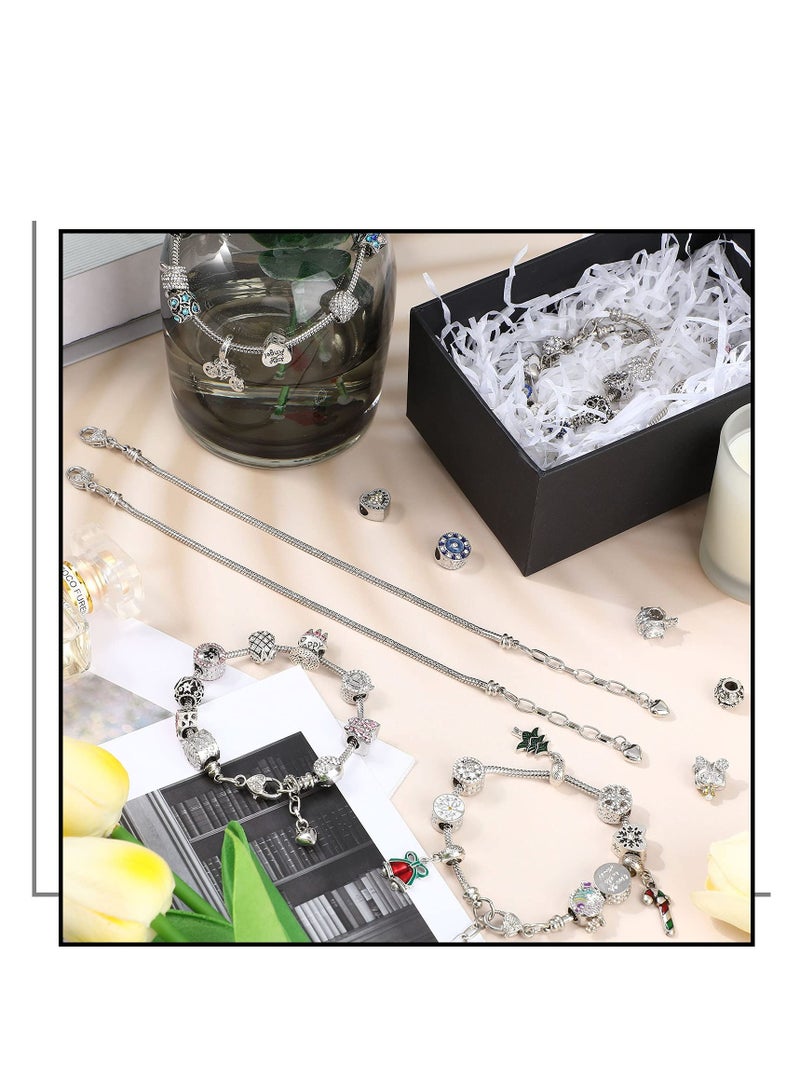 Excefore Adjustable Snake Charm Bracelet, for Jewelry Making Snake Chain, Bendable Chain Extender with Heart Lobster Clasp, for DIY, Valentine's, Women Girls Jewelry (Silver) - Image 3