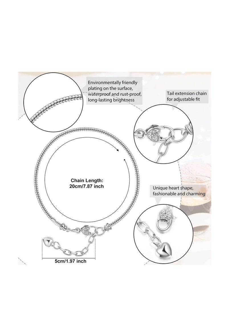 Excefore Adjustable Snake Charm Bracelet, for Jewelry Making Snake Chain, Bendable Chain Extender with Heart Lobster Clasp, for DIY, Valentine's, Women Girls Jewelry (Silver) - Image 2