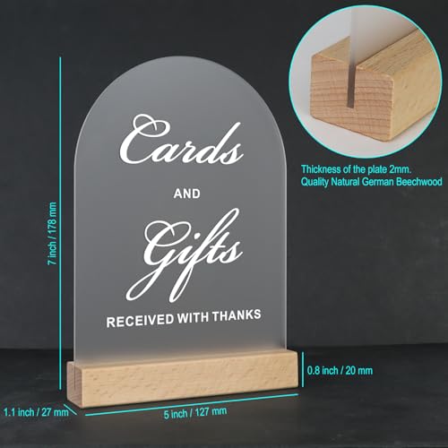 ORGANTEAM 4pc Wedding Sign Set - Acrylic Guest Book Signs with Wood Stand, 5x7" Cards & Rustic Wedding Decor - Image 2