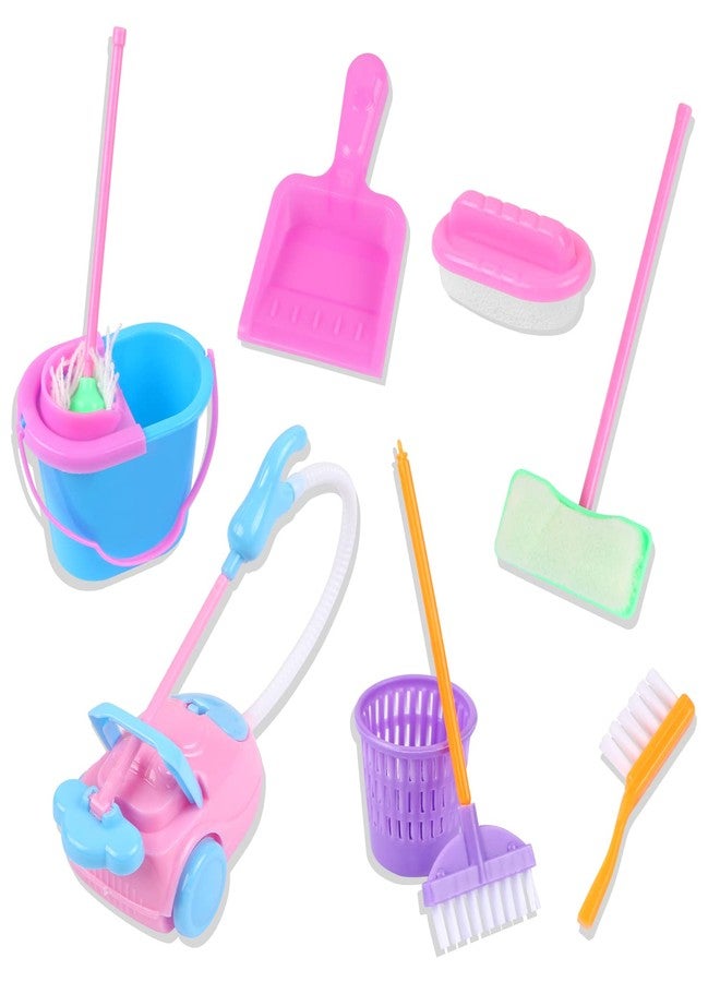MIKIMIQI 9 Pcs Miniature Dollhouse Cleaning Supplies Mini Bucket Mop Dust Pan Brush Broom Mini Housework Cute Cleaning Supplies Tools Miniature Furniture Dollhouse Decoration Accessories - Image 1