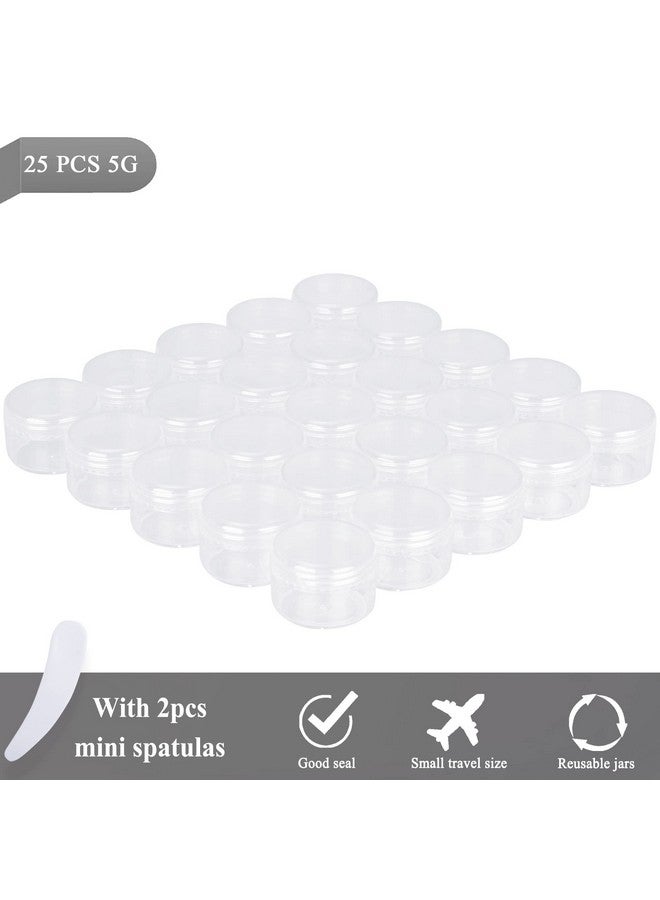 YOMOSPACE 25Pcs 5 Gram Sample Containers, 5Ml Empty Jars With Lids, Small Cosmetic Containers, Mini Sample Jars With 2Pcs Mini Spatulas For Make Up, Oils, Lotion, Powder, Paint, Jewelry, Lip Balms(Clear Lid) - Image 5
