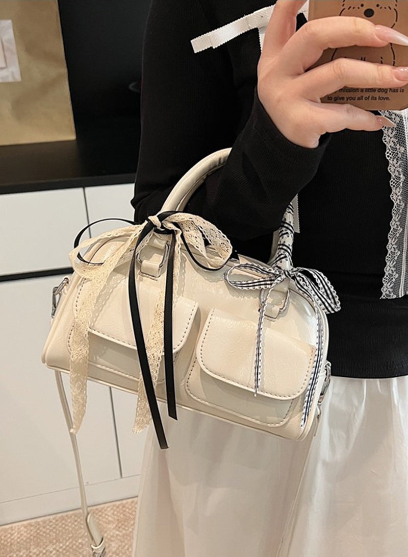 Women's Handbag Fashion Bowling Bag Crossbody Bag Casual Shoulder Bag, Solid PU Boston Bag for Women - Image 2