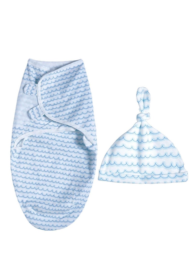 Y&D Baby Swaddle Wrap for Newborn Sleep Sack 100% Cotton Muslin Adjustable Sleepsack Transition Bag Wearable Blanket with Beanie hats - Image 1