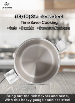 Life Smile LIFE SMILE Pressure Cooker Set 7Liter + 5Liter Indcution Granite Coated  Easy Open 18/10 Stainless Steel with Glass Lid and Extra Silicone - Suitable for all kinds of Stoves (Black)  - Image 4