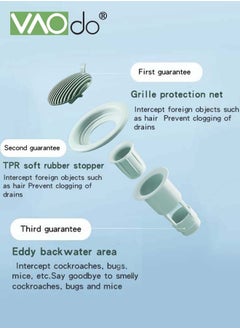 VAOdo 2PCS Deodorant Floor Drain Sealed TPR Soft Plug One-way Drainage Design Wear-resistant and Anti-corrosion Anti-blocking Bathroom Kitchen Filter  - Image 2