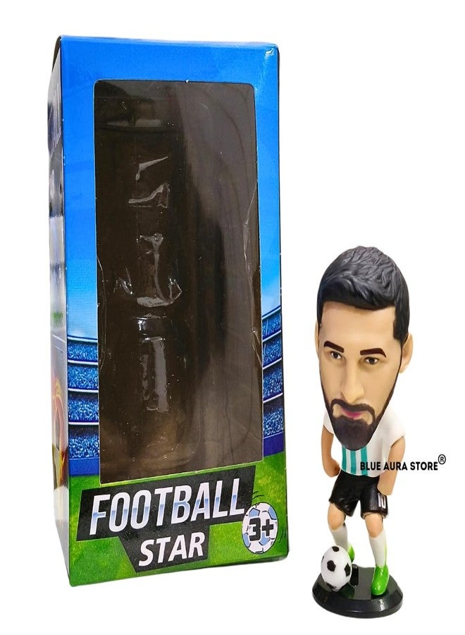 Blue Aura Messi Action Figure Height - 10cm for Football Fans | Assembly Required | Car Decor Study Table Collectible Multicolour PVC | Messi Figure - Image 2