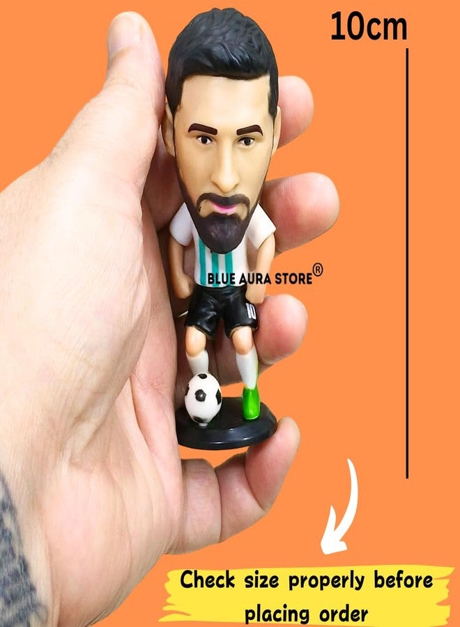 Blue Aura Messi Action Figure Height - 10cm for Football Fans | Assembly Required | Car Decor Study Table Collectible Multicolour PVC | Messi Figure - Image 3